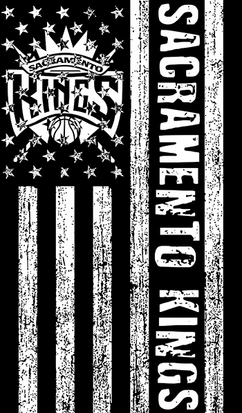 Sacramento Kings Black And White American Flag logo vinyl decal